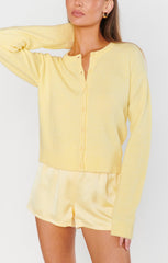Throw on Cardigan ~ Pale Yellow Knit
