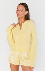 Throw on Cardigan ~ Pale Yellow Knit