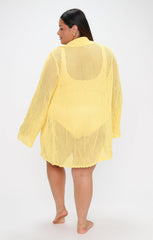 Button Up Coverup ~ Yellow Crochet
