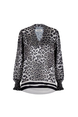 Mya V-Neck Animal Print Long Sleeve Top