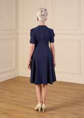 1940s Stanwyck Dress - Navy