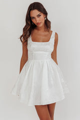 Belle Enchante Jacquard Mini Dress White