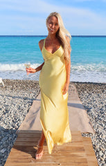 Anderson Maxi Dress ~ Yellow Luxe Satin