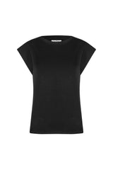 Harper Short Sleeve Top Black with Round Neck