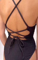 Positano One Piece ~ Black Scrunch