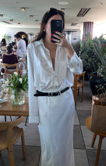 Smith Button Down ~ Ivory Luxe Satin
