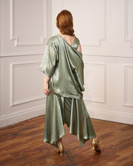 1920s Sheba Evening Gown Set - Sage Satin