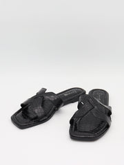 Paula sandals with crocodile print – Black