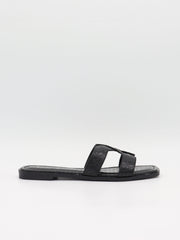 Paula sandals with crocodile print – Black