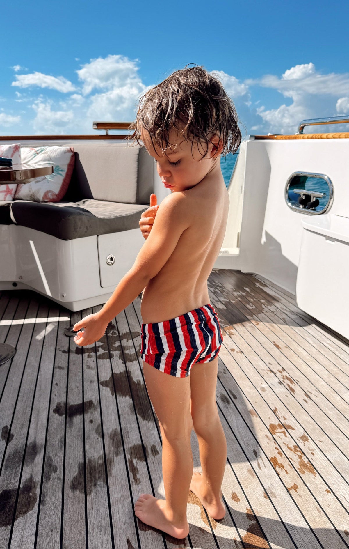Lil Dude Shorts ~ Americana Stripe Micro Rib