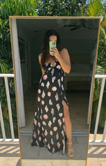 Milos Maxi Dress ~ Black Shell Luxe Satin