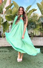 Rhea One Shoulder Dress ~ Kiwi Luxe Satin