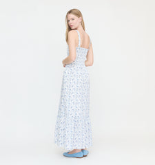 The Anjuli Nap Dress - Blue Vine Stripe