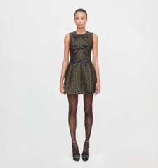 The Blythe Bow Dress - Metallic Brocade