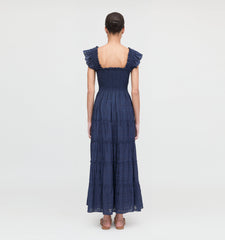 The Ellie Maxi Nap Dress - Navy Sheer Plaid