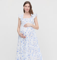 The Maternity Ellie Nap Dress - Blue Botanical