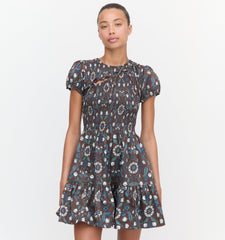The Gia Mini Nap Dress - Chocolate Swedish Floral