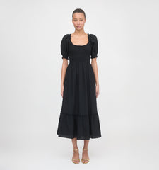 The Louisa Nap Dress - Black Tonal Seersucker