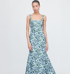 The Marietta Dress - Blue Pressed Flowers