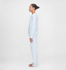 The Olivia Pajama Set - Blue Skiers Toile