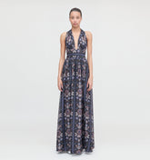 The Renee Dress - Black Floral Block Stripe