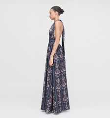The Renee Dress - Black Floral Block Stripe