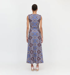 The Sloane Dress - Brown Cobalt Medallion