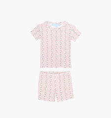 The Tiny Lou Pointelle PJ Set - Pink Floral Dot Stripe
