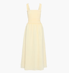 The Azalea Maxi Nap Dress - Butter Yellow Tonal Seersucker