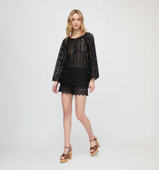 The Enella Tunic - Black Broderie