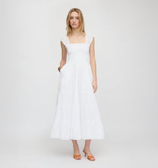 The Stella Nap Dress - White Shadow Stripe
