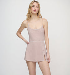 The Zuri Swim Skirt - Cognac Gingham