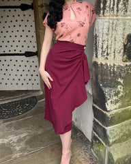 1940s Waterfall Skirt - Berry