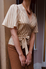 1930s Wrap Blouse - Oakline Stripe