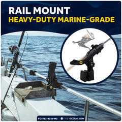 Kayak Rod Holder Kit - Rail & Deck Mounts, Large, Black, 2-Pack - FO4732-4742-M2 - Five Oceans