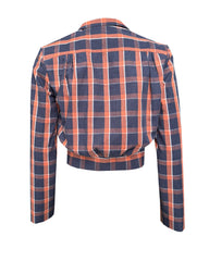 1930s Amelia Blouse - Navy and Orange Plaid