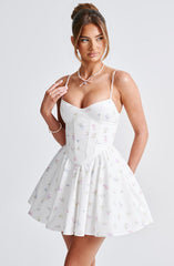Analeigh Mini Dress - White Multi Floral Print