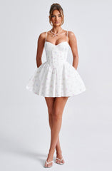 Analeigh Mini Dress - White Multi Floral Print