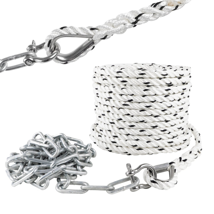 Anchor Rode, 1/2" x 100' Rope with 1/4" x 6' Galvanized Chain - FO4521 - Five Oceans