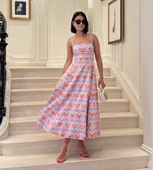 The Margot Dress - Poppy Damask Stripe