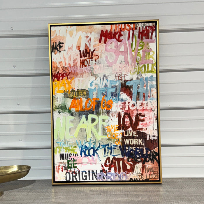 Art 01 – Colorful Graffiti Typography framed wall art, front view