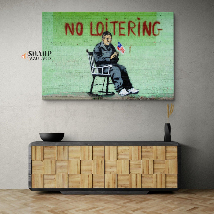 Banksy - No Loitering Wall Art Canvas - SharpWallArts