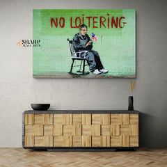 Banksy - No Loitering Wall Art Canvas - SharpWallArts