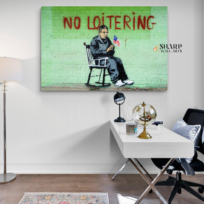 Banksy - No Loitering Wall Art Canvas - SharpWallArts