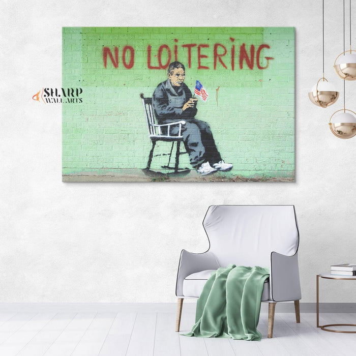 Banksy - No Loitering Wall Art Canvas - SharpWallArts