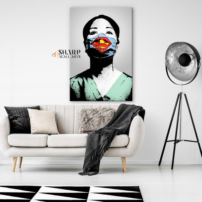 Banksy - Super Nurse Wall Art Canvas - SharpWallArts