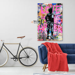 Banksy Boy Love Is The Answer Canvas Wall Art - SharpWallArts