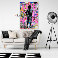 Banksy Boy Love Is The Answer Canvas Wall Art - SharpWallArts