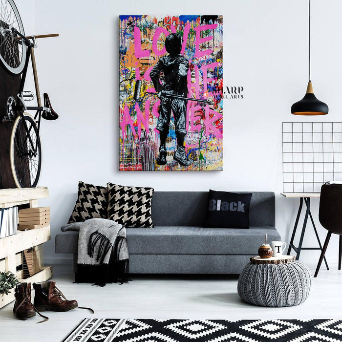 Banksy Boy Love Is The Answer Canvas Wall Art - SharpWallArts