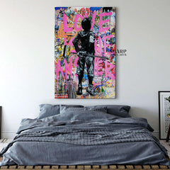Banksy Boy Love Is The Answer Canvas Wall Art - SharpWallArts